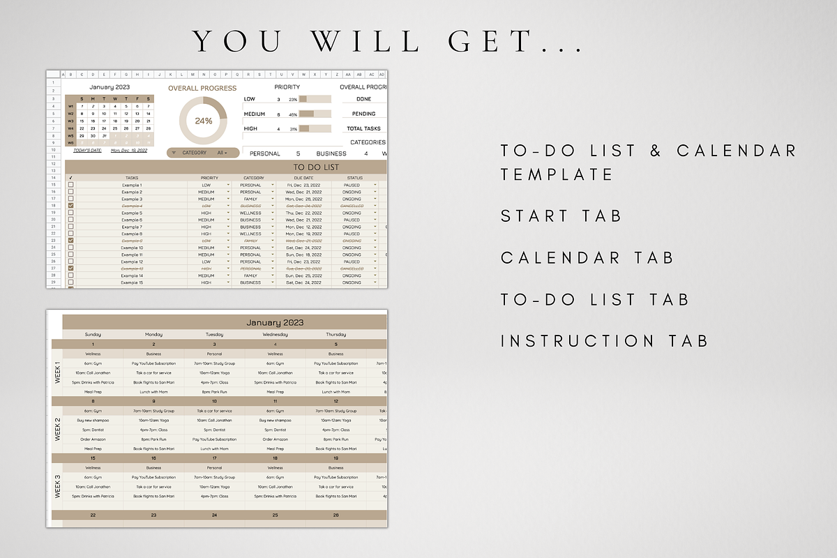 To-Do List & Monthly Calendar Sheet, a Templates & Theme by BRANDcontent