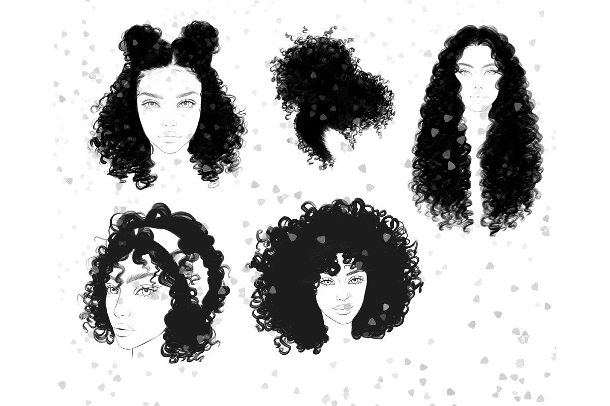 Curly hair stamps for Procreate, a Brush Add-On by Lucrumplus (Photo 3 of 3)