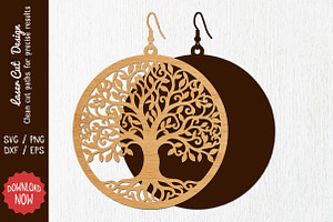 Earring Laser cut SVG, a Work Illustration by SinaCreation