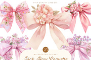 Pink Bow Coquette Clipart, a Decorative Illustration by SparkyDesignsUS (Thumbnail 1 of 9)