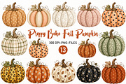 Preppy Boho Fall Pumpkin Clipart, a Seasonal Illustration by Designworld (Thumbnail 1 of 7)