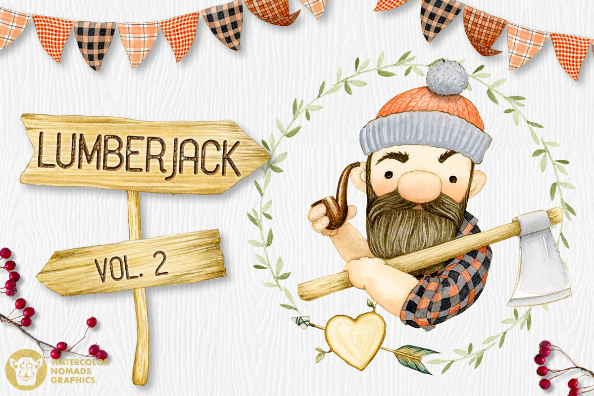 Lumberjack II Watercolor Collection, an Illustration by Watercolor Nomads (Photo 6 of 6)