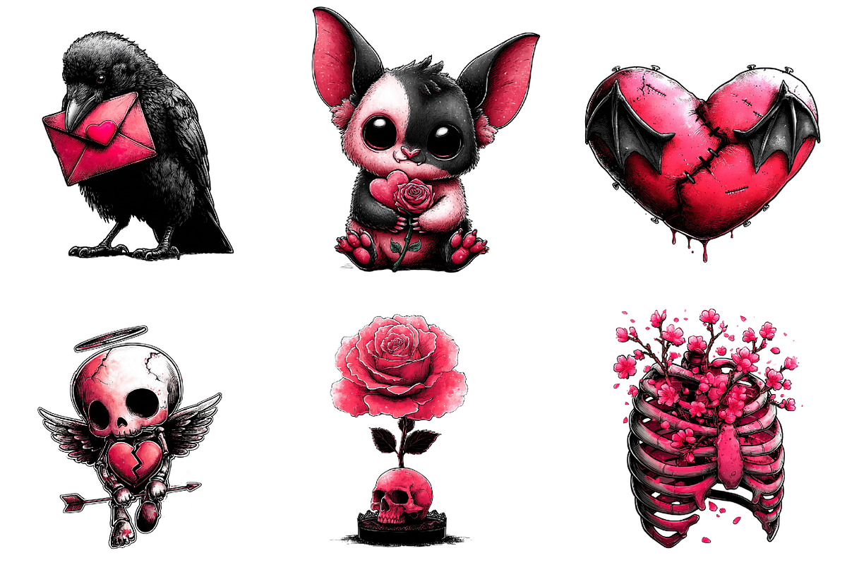 Gothic valentines day sublimation, an Illustration by CreationArt (Photo 6 of 6)