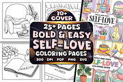 Bold Easy Self Love Coloring Pages, a Seasonal Illustration by Craftsbeefy (Thumbnail 1 of 4)