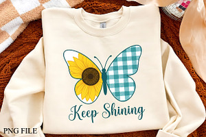 Keep Shining Sunflower Butterfly PNG