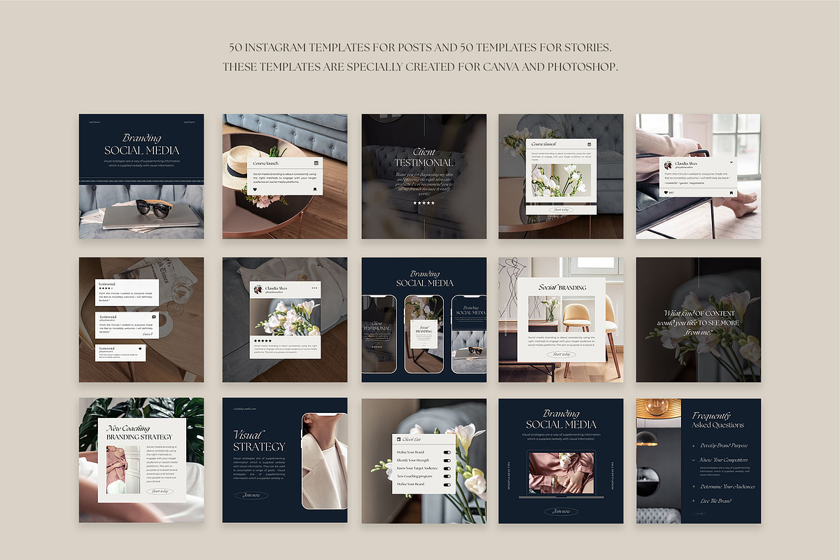 Instagram Template for Coach | Canva & Photoshop