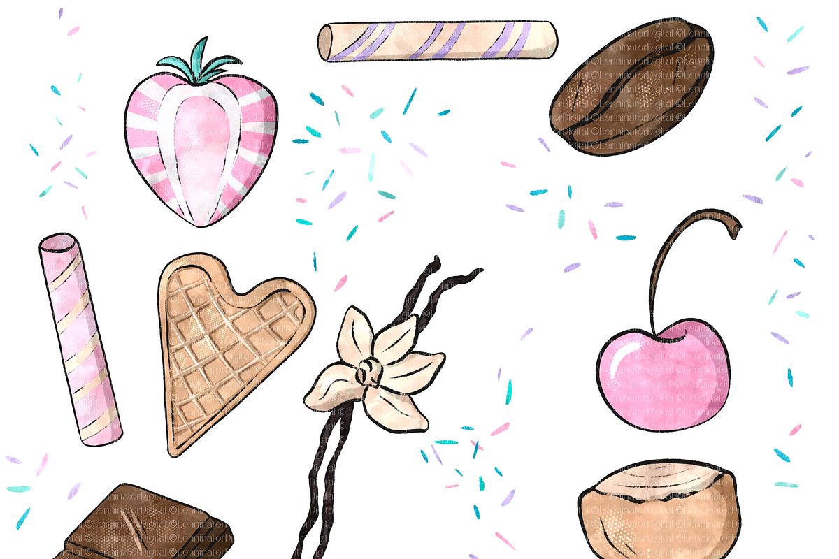 Watercolor Gelato Ice Cream Clipart, a Food Illustration by Lenninator Digital (Photo 7 of 9)