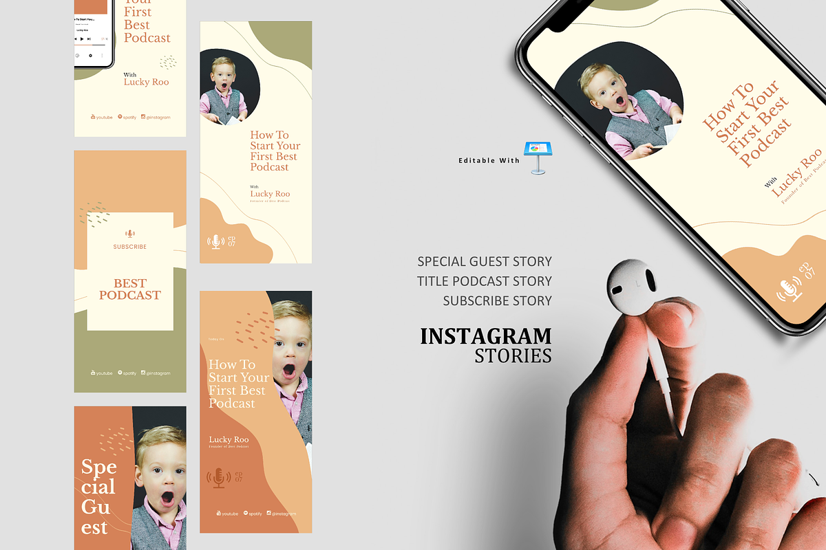 Podcast ig stories & posts keynote, a Social Media Template by rivatxfz (Photo 1 of 4)