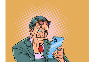 Pop Art Retro A man in a suit reads, a Technology Illustration by studiostoks