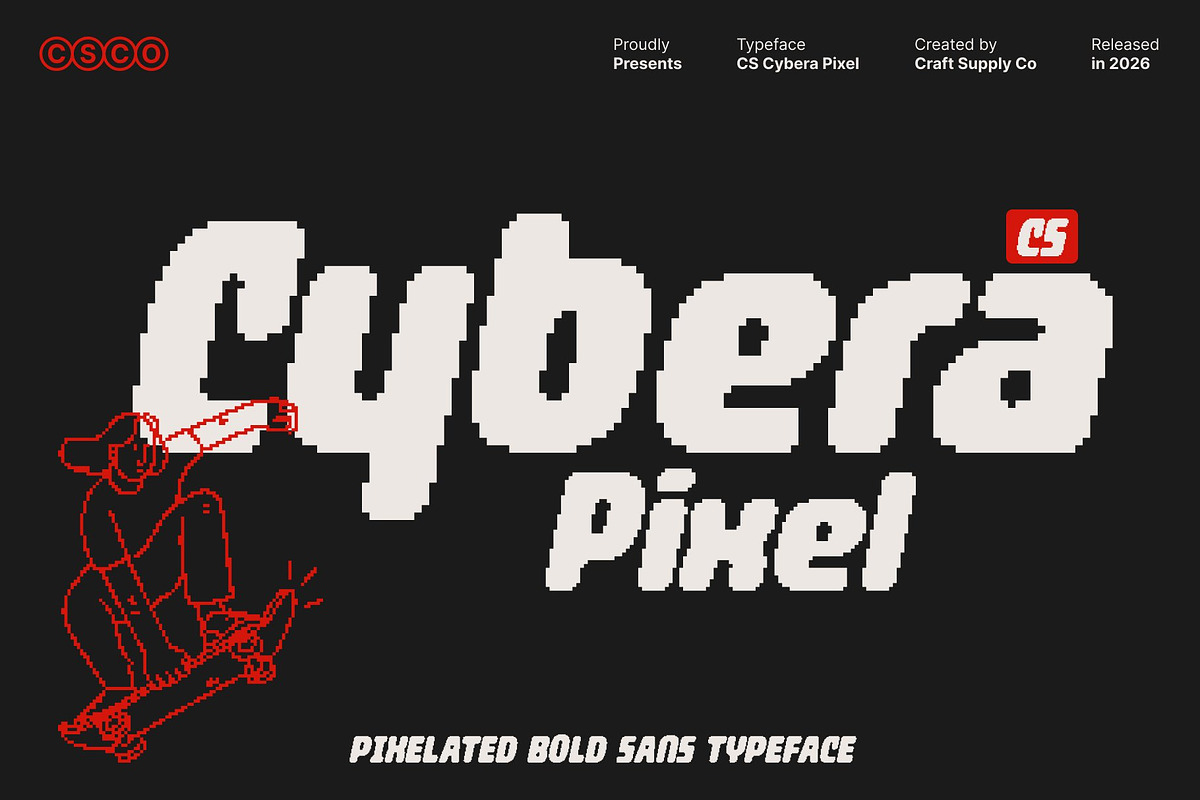 CS Cybera Pixel, a Sans Serif Font by Craft Supply Co. (Photo 1 of 8)