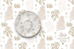 Beige Floral Patterns - Vector Set