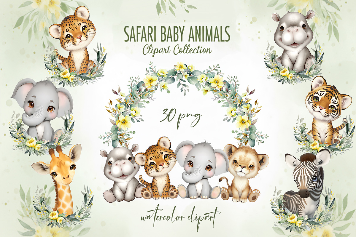 Safari Animals Clipart Collection, an Animal Illustration by SavinV (Photo 1 of 5)