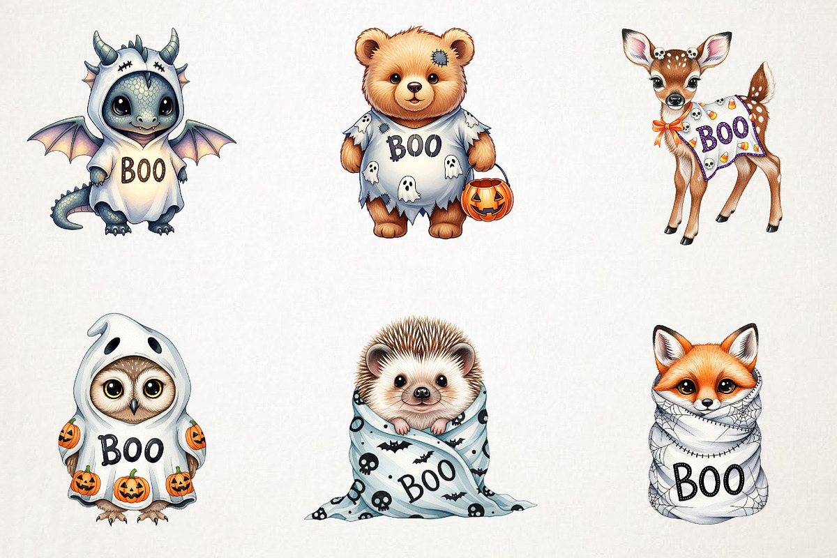 Halloween Cute Boo Animals Clipart, an Animal Illustration by RobertsArt (Photo 7 of 7)