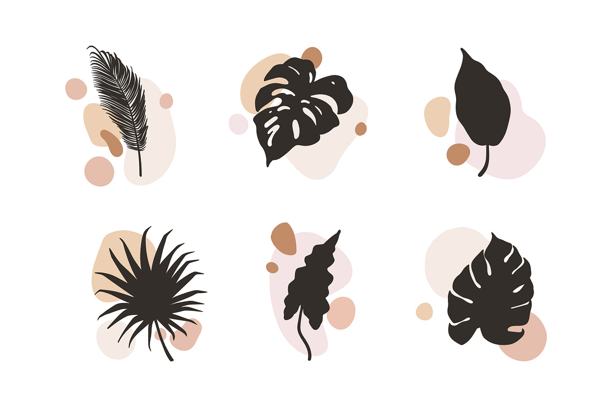 Exotic leaf and abstract shapes set, a Decorative Illustration by Good Studio (Photo 3 of 7)