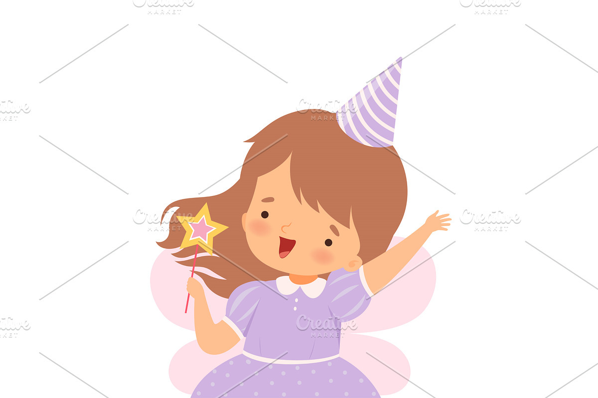 Little Girl Wearing Birthday Hat, an Object Illustration by TopVectors