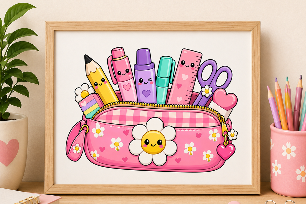 Kawaii School Pencil Pouch Clipart, an Education Illustration by HyeRi (Photo 5 of 7)