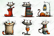 Whimsical Cats Clipart Bundle, an Illustration by Creative Art (Thumbnail 4 of 11)