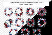 Patriotic Watercolor Floral Wreaths, an Object Graphic by AllTheKewtClipart (Thumbnail 3 of 5)