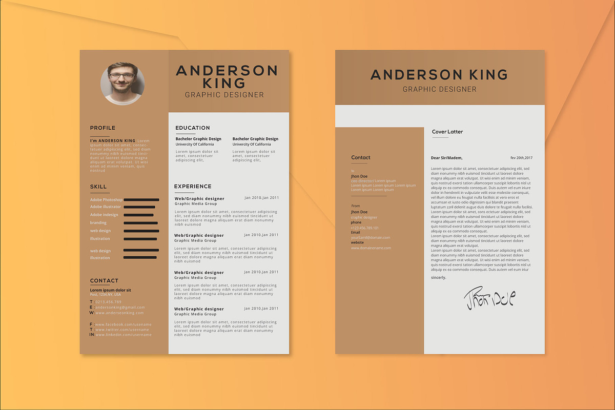 Resume 2018 | CV + Cover Letter, a Resume Template by designbydi (Photo 1 of 3)