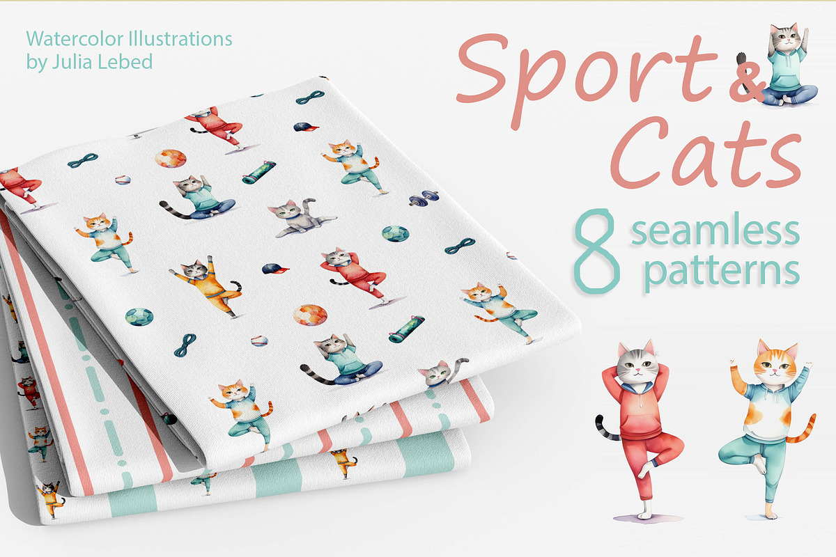 Pattern set Sport and cats, a Pattern Graphic by L- design studio (Photo 1 of 5)