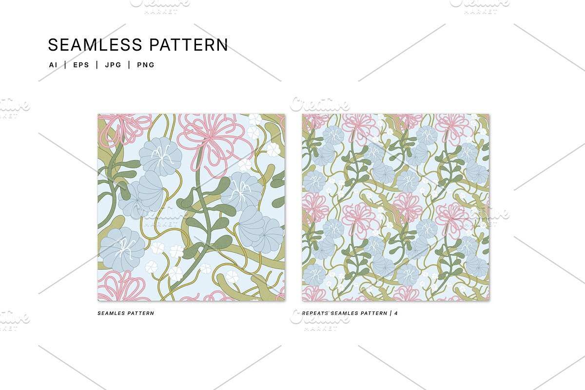 Floral Blossom. Seamless patterns, a Pattern Graphic by oxygen_8 (Photo 3 of 8)