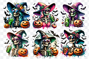 Retro Witch Skeleton and Iced Coffee, a Seasonal Illustration by Bubble Pixel (Thumbnail 2 of 8)