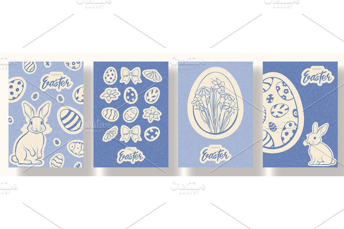 Set of Happy Easter greeting cards, an Object Illustration by Andrey Yaroslavtsev