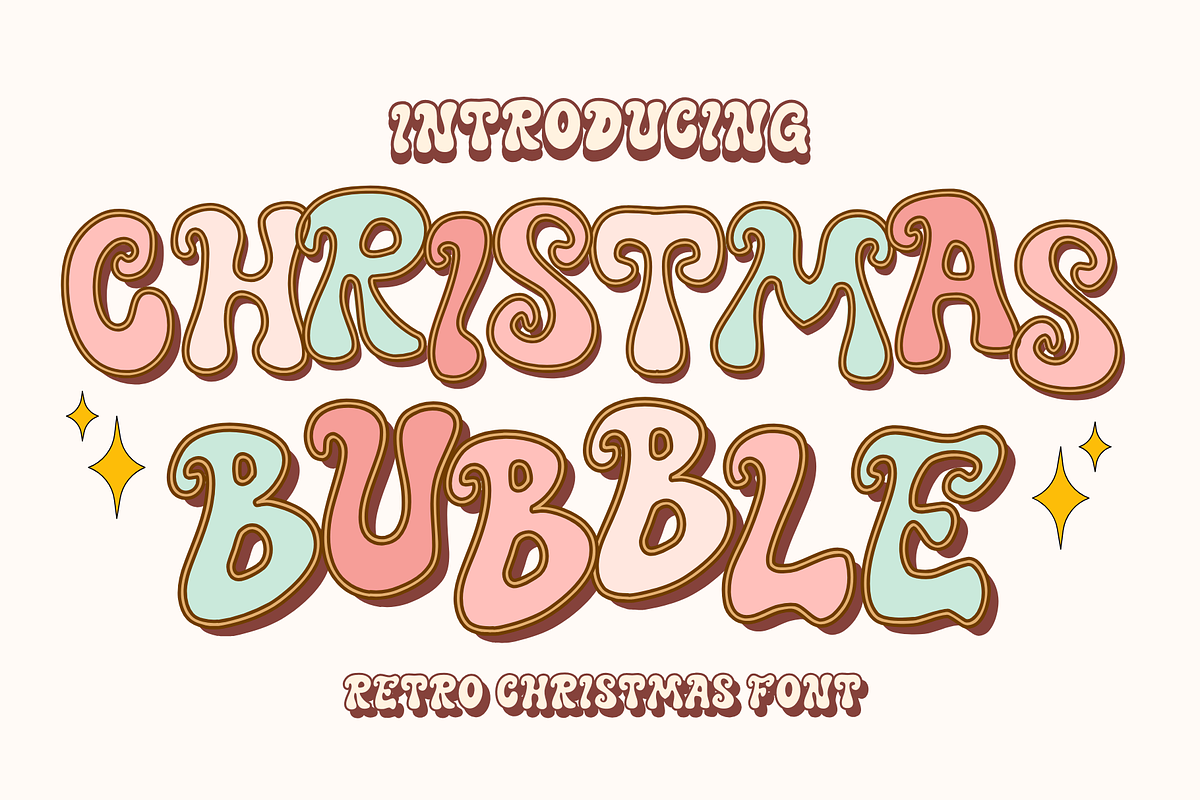 Christmas Bubble is retro font duo, a Handwritten Font by Brown Cupple (Photo 1 of 7)
