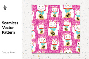 Lucky Cat Seamless Pattern