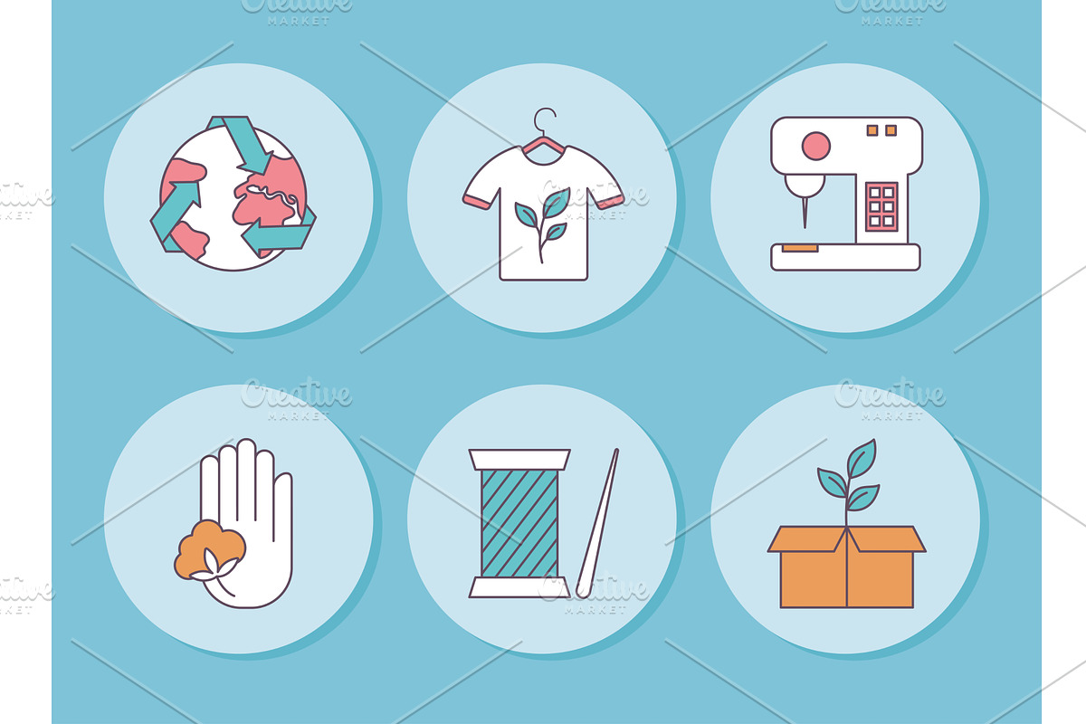 slow fashion round icons, an Object Illustration by studiogstock