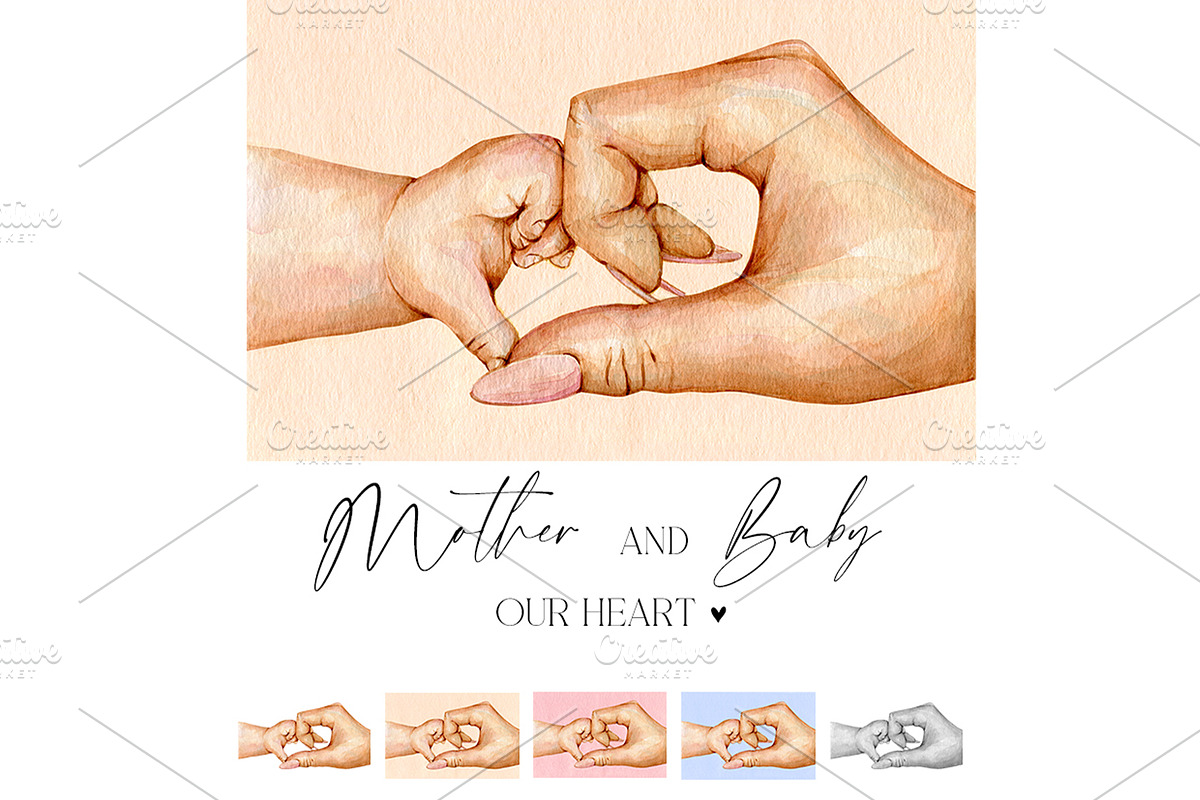 2025 Mother & Baby Heart Hands, a Person Illustration by EkaterinaViArt (Photo 1 of 5)