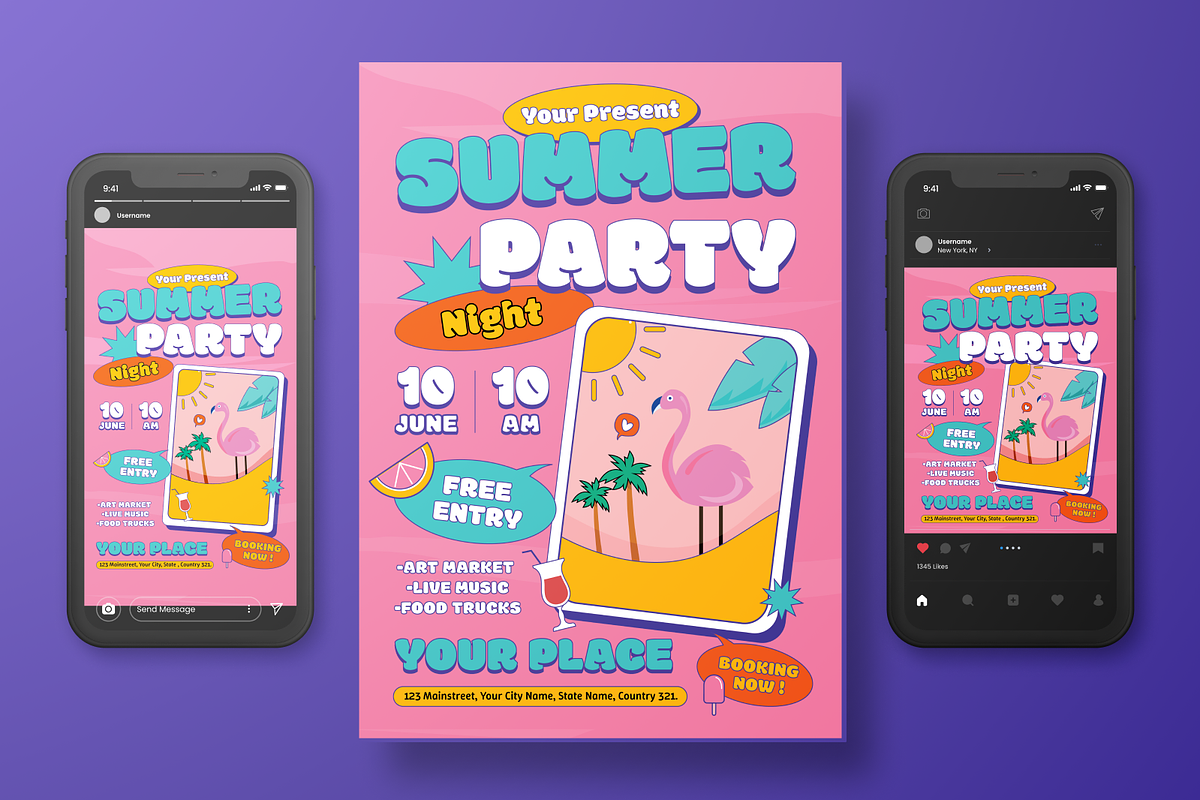 Summer Party Flyer Set, a Flyer Template by Annora Studio (Photo 4 of 6)