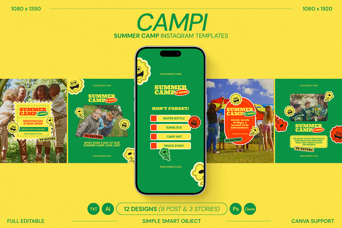 Summer Camp Instagram Templates, a Social Media Template by Supanium Studio (Photo 2 of 5)
