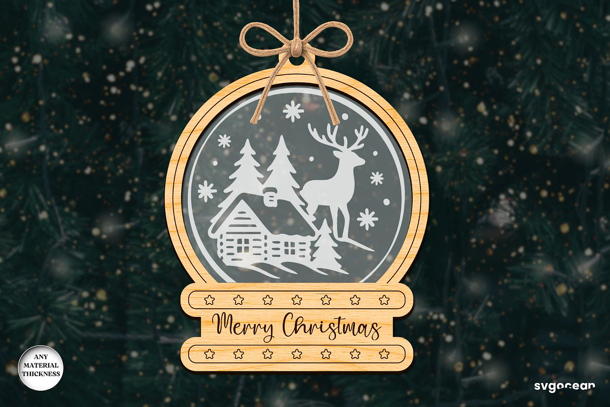 Christmas Snowglobe Ornaments SVG, a Decorative Illustration by svgocean (Photo 7 of 13)