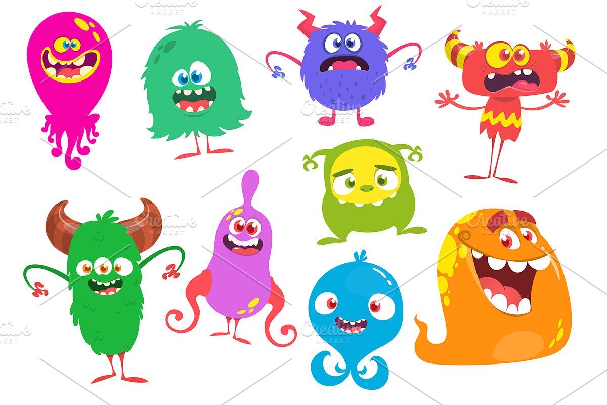 Cartoon monsters. Vector pack, a Decorative Illustration by D R A W K M ...