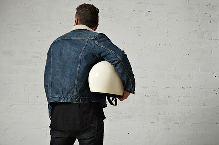 Attractive motor biker in blank jacket mockup set stock photo containing guy, a Person Photo by DeRepente