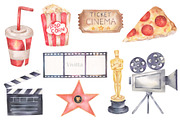 Watercolor Cinema Movie Pizza retro, a Food Illustration by Vivitta (Thumbnail 3 of 3)
