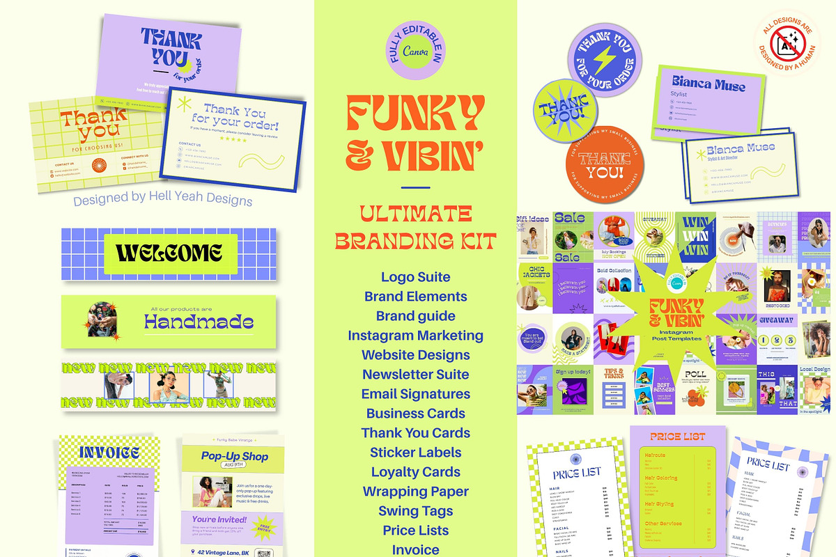 Ultimate Funky & Vibin Branding Kit, a Branding & Logo Template by Hell Yeah Designs (Photo 1 of 29)