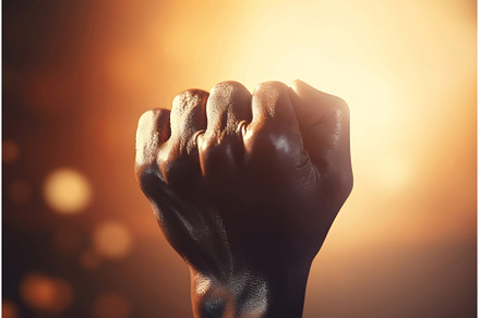 Black hand fist clenched. Generate, a Person Photo by Ylivdesign