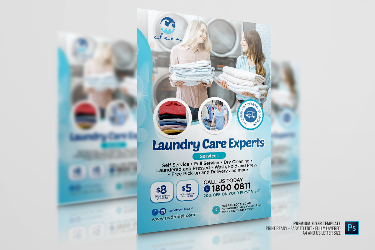 Laundry Commercial Washing Flyer, a Flyer Template by PSDPixel (Photo 4 of 5)