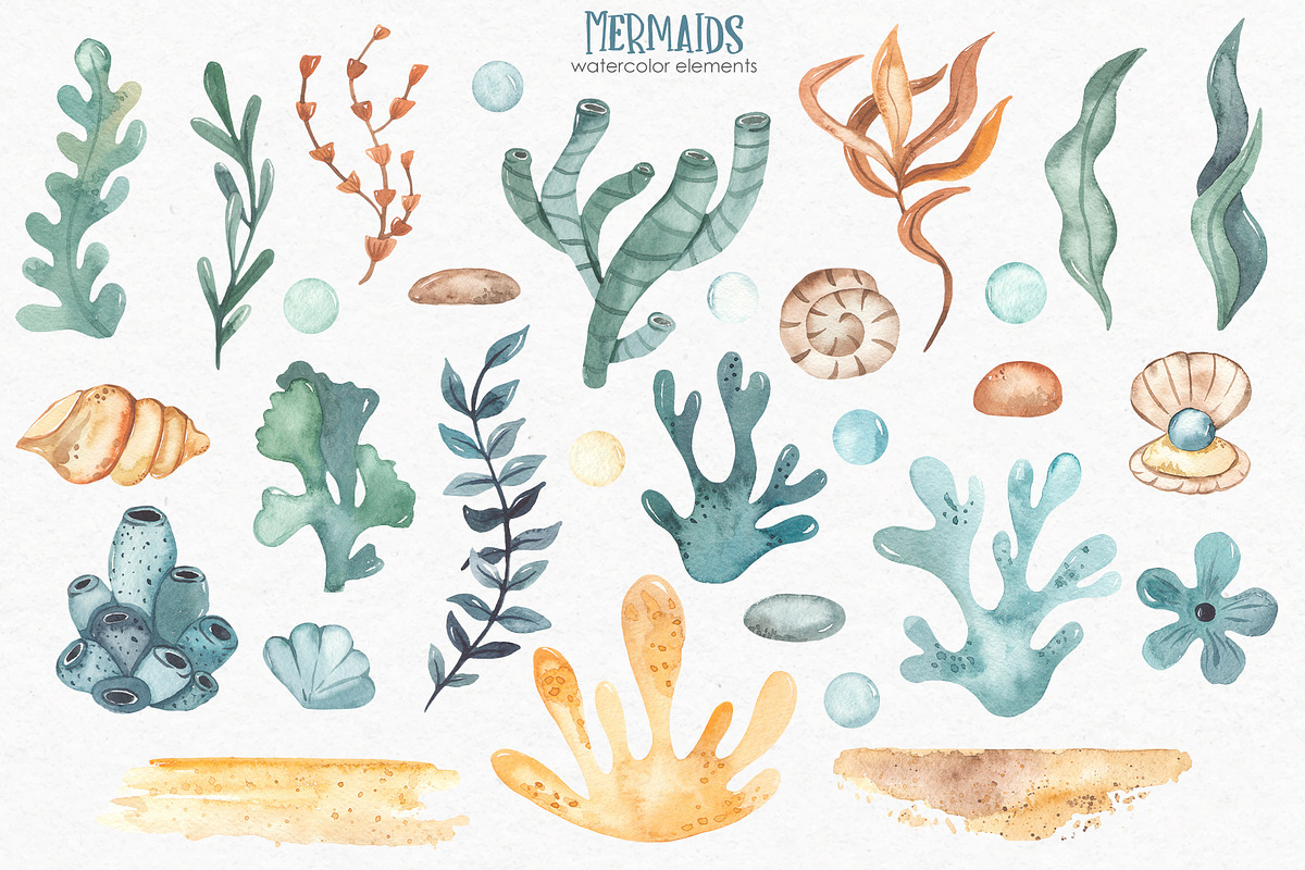 Mermaids watercolor collection, an Animal Illustration by Marina Ermakova (Photo 4 of 16)
