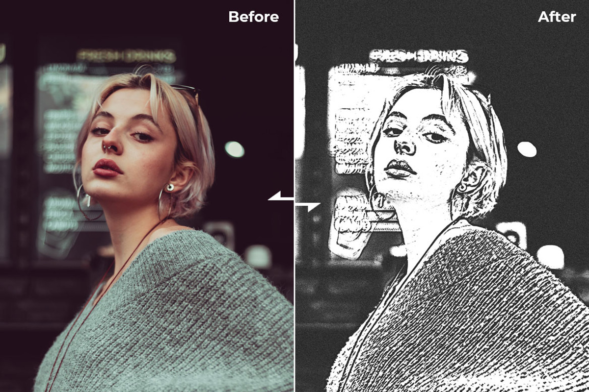 Photoshop Action - Mono Sketch, an Action Add-On by Modaldesain (Photo 2 of 4)