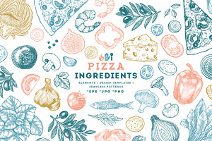 PIZZA ingredients illustrations