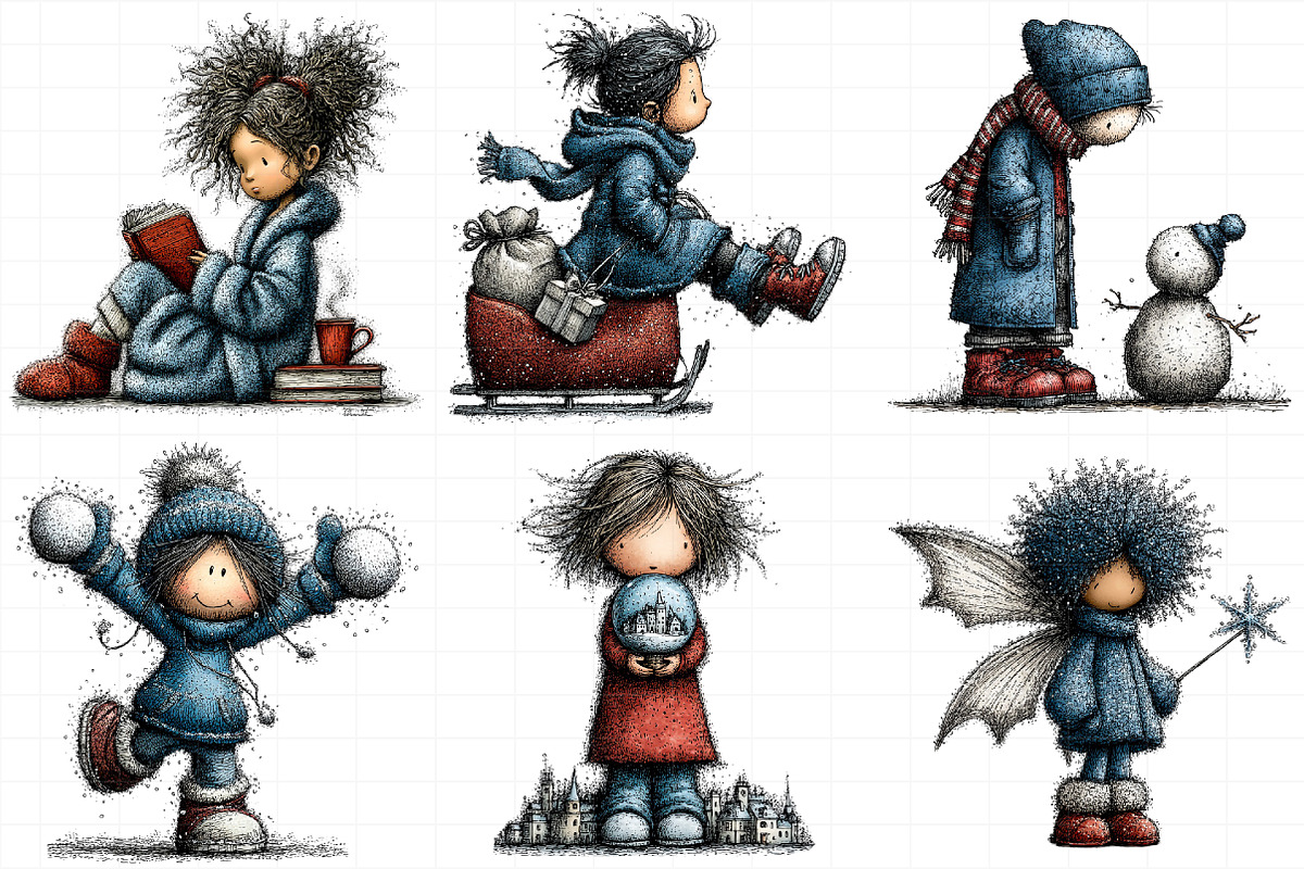 Whimsical Christmas Icy Blue Girl Cl, an Illustration by Daily.Designs (Photo 4 of 5)