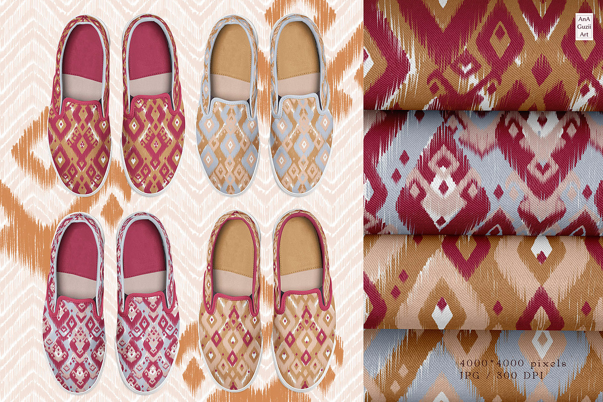 Ikat seamless pattern collection., a Pattern Graphic by AnaGuziiArt (Photo 8 of 11)