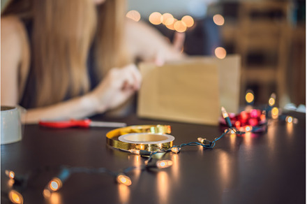 christmas present, wrapping paper, a Holiday Photo by Elizaveta Galitskaya