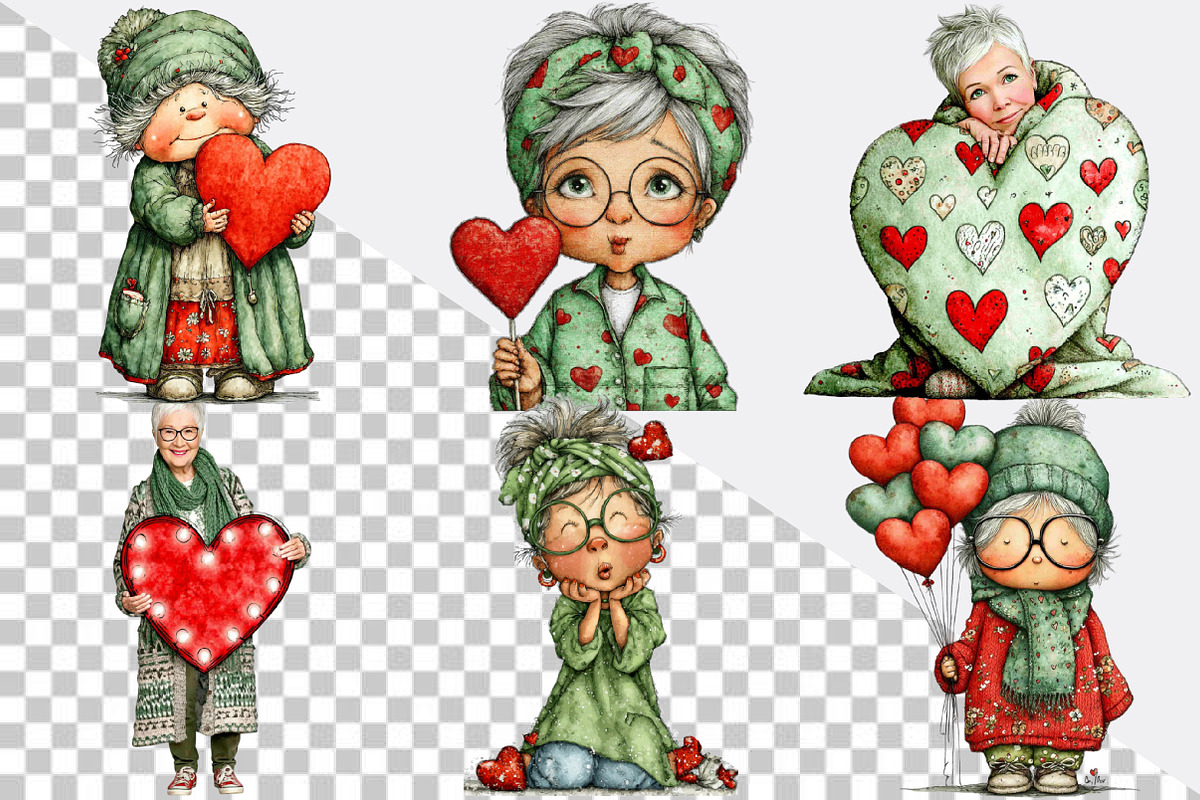 Whimsical Valentines Grandma Clipart, an Illustration by SVGArt (Photo 5 of 8)