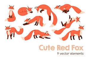 Cute funny cartoon fox childish set, an Animal Illustration by Good Studio