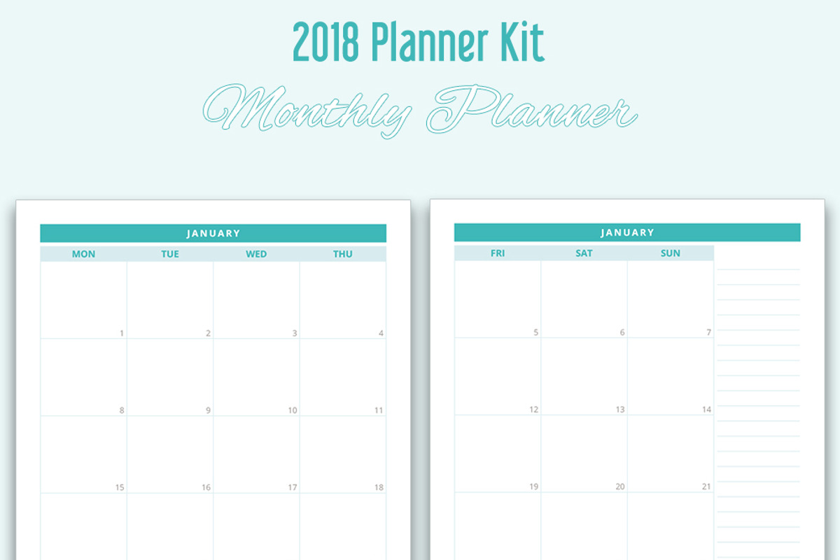 Printable Planner Kit for 2018, a Stationery Template by MOD (Photo 3 of 5)