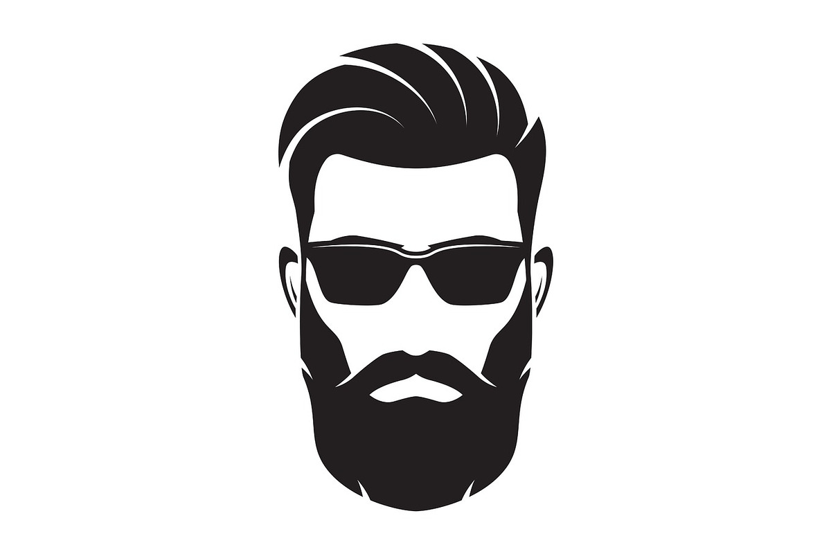 Bearded men face, hipster character. Vector illustration., a Person Illustration by rikkyal